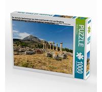 CALVENDO Puzzle El Templo dórico de Apolo de la Ciudad Portuaria de Corinto está Coronado por el acrocorinto del Castillo, Corintia, Peloponeso, Grecia | 1000 Piezas Tamaño de Puesta 64 x 48 cm