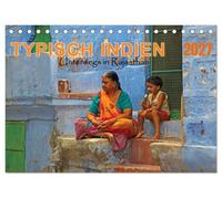CALVENDO - Típico de la India - Viajando en Rajasthan (calendario de mesa 2027 DIN A5 horizontal), calendario mensual: ropa colorida, rituales religiosos y vida cotidiana en el estado desértico indio