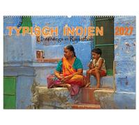 CALVENDO - Típico de la India - Viaje en Rajasthan (calendario de pared 2027 DIN A2 horizontal), calendario mensual: ropa colorida, rituales religiosos y la vida cotidiana en el estado desértico indio