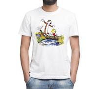 Calvin and Hobbes Camiseta Clásica de Hombre con Cuello Redondo y Manga Corta 2X-Large