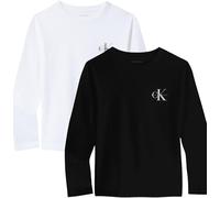Calvin Klein 2p Chest Mono LS T-Shirt Ib0ib02255 Otras Blusas, Black (CK Black/Bright White), 16 años para Niños