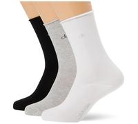Calvin Klein 8719965009202 CK WOMEN SOCK 3P ROLLTOP, blanco/gris claro/negro, 35-38