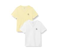 Calvin Klein A- Logo Vn 2 Pack tee Lv047c906g Camisetas, White (Vanilla Custard W/White), XXS para Mujer