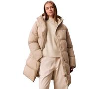 Calvin Klein Abrigo de plumas Mujer Belted Midweight Long con cinturón, Marfil (Island Fossil), XL