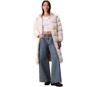 Calvin Klein Abrigo de Plumas Mujer Essentials Midweight Long Puffer con Capucha, Marfil (Jet Stream), L