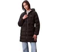 Calvin Klein Abrigo de plumas Mujer Lightweight Logo Mid Length con capucha, Negro (Black), XS