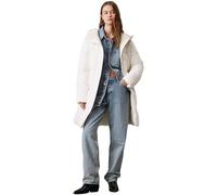 Calvin Klein Abrigo Mujer Logo Belt Long Puffer con cinturón, Marfil (Ivory), M