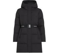 Calvin Klein Abrigo Mujer Logo Belt Long Puffer con cinturón, Negro (Ck Black), S