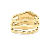 Calvin Klein Anillo para Mujer Colección CK WAVY en Oro Amarillo - 35000723C, 54mm, Gold
