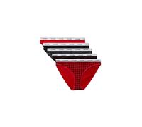 Calvin Klein Bikini para Mujer, 5 Unidades, 000QD5208E, Color Rojo (Cuadros con Rayas + adrenilina roja/Negro), Talla L, Rojo (Blotched Plaid+adreniline Rush/Blac), L