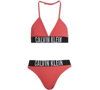 Calvin Klein Bikini Triangular de Dos Piezas Chicas con Logotipo en la Cintura, Rojo (Deep Crimson Fruit), 14-16 Años