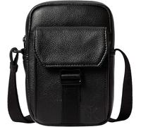 Calvin Klein Bolso Crossbody Hombre Webbing Strap Slim Flap con bolsillo exterior, Negro (Black/White Webbing), Talla Única