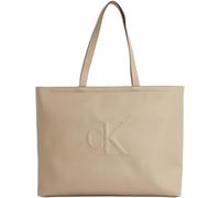 Calvin Klein Bolso Tote Mujer Sculpted Slim con logotipo, Gris (Crockery), Talla Única