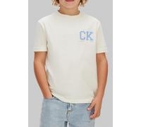 Calvin Klein Boys Chest Logo Ss T-shirt Vanilla Ice Talla: 4 | Camisetas Outlet | Unisex | Blanco