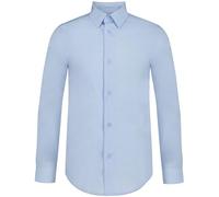 Calvin Klein Boys' Long Sleeve Slim Fit Dress Shirt, Button-Down Style with Buttoned Cuffs & Shirttail Hem, Ice Bay, 12