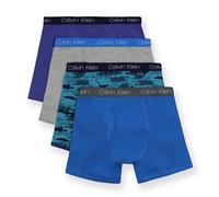 Calvin Klein Boys Underwear 4 Pack Boxer Briefs Value Pack Cierre, Marlin/Heather Grey/Camo/French Blue, M para Niños
