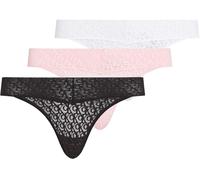 Calvin Klein Braguitas Pack de 3 Mujer Cintura Baja con Encaje, Multicolor (Black/Classic White/Buff Pink), L