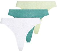Calvin Klein Braguitas Pack de 3 Mujer Cintura Baja con Encaje, Multicolor (White/Highline Green/Lively Teal), S