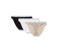 Calvin Klein Braguitas Tipo Bikini Pack de 3 Mujer con Logotipo en la Cintura, Multicolor (Black/Classic White/Animal Mirror), L