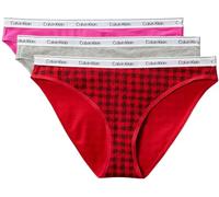 Calvin Klein Braguitas Tipo Bikini Pack de 3 Mujer de algodón elástico, Multicolor (Blotched Plaid+Adrenaline Rush/Blac), XS