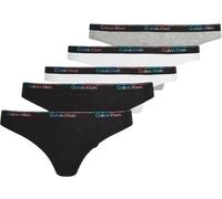 Calvin Klein Braguitas Tipo Bikini Pack de 5 Mujer con Logotipo en la Cintura, Multicolor (Black/White/Black/Gry Htr/White), S