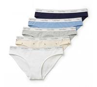 Calvin Klein Braguitas Tipo Bikini Pack de 5 Mujer Low Rise Ropa Interior, Multicolor (Shoreline/Blue Descent/Grey Heath), XS