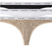 Calvin Klein Braguitas Tipo Tanga Pack de 3 Mujer con Logotipo en la Cintura, Multicolor (Black/Classic White/Animal Mirror), S