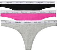 Calvin Klein Braguitas Tipo Tanga Pack de 3 Mujer con Logotipo en la Cintura, Multicolor (Black/Grey Heather/Stunning Orchid), L