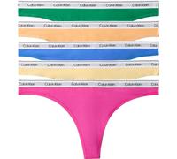 Calvin Klein Braguitas Tipo Tanga Pack de 5 Mujer con Logotipo en la Cintura, Multicolor (Mardi Gras Green/Relay Gold/Golden), M