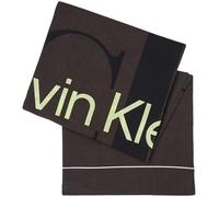 Calvin Klein Bufanda para Mujer Logo de Algodón Orgánico, Negro (Black/Dark Juniper), Talla única