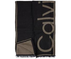 Calvin Klein Bufandas LW Jacquard STOLE LV04F8066G con logotipo de gran tamaño para mujer, color negro y gris pardo desierto, talla única, Negro (negro/gris pardo del desierto), Taille unique