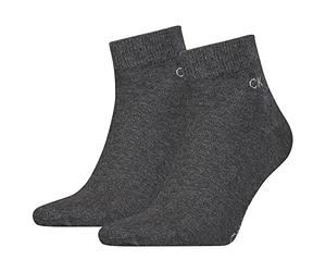 Calvin Klein Calvin Klein Casual Flat Knit Cotton Men's Quarter Socks 2 pack, Cuarto de los hombres, dark grey melange, 39/42