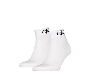 Calvin Klein Calvin Klein Casual Flat Knit Cotton Men's Quarter Socks 2 pack, Cuarto de los hombres, White, 39/42