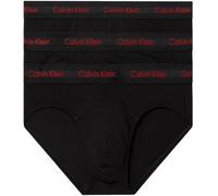 Calvin Klein Calzoncillos Hip Briefs Pack de 3 Hombre Algodón Elástico, Negro (Black W/ Pompian Red Logos), S