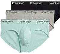 Calvin Klein Calzoncillos Pack de 3 Hombre Hip Briefs con Logotipo en la Cintura, Multicolor (Black/Light Cast/Feel The Mint), S