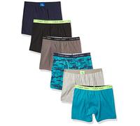 Calvin Klein Calzoncillos tipo bóxer de algodón modernos para niños, paquete de 6, Castlerock gris/azul luna/negro iris/camuflaje/gris jaspeado/negro, X-Large