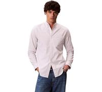 Calvin Klein Camisa Hombre Stripe Oxford Classic con Bolsillo en el Pecho, Blanco (Chalk), L