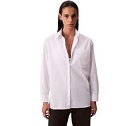 Calvin Klein Camisa Mujer Poplin Relaxed Oversized, Blanco (Brilliant White), L