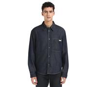 Calvin Klein Camisa Vaquera Hombre Regular Denim Shirt con Bolsillo en el Pecho, Azul (Denim Dark), M
