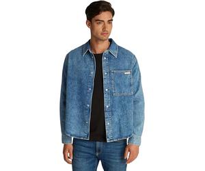 Calvin Klein Camisa Vaquera Hombre Regular Denim Shirt con Bolsillo en el Pecho, Azul (Denim Light), M