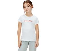Calvin Klein Script Logo Slim SS T-Shirt Lvcksja17g Camiseta S/S, White (White 11-0601 Tcx), 14 años para Niñas
