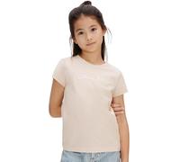 Calvin Klein Camiseta de Manga Chicas Script Logo Slim de algodón, Marfil (Pearl 12-1304 Tcx), 6 Años