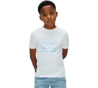 Calvin Klein Camiseta de Manga Corta Chicos Stacked Logo con Cuello Redondo, Blanco (White 11-0601 Tcx), 14 Años