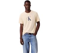 Calvin Klein Camiseta de Manga Corta Hombre Center Monogram Classic de algodón, Amarillo (Sunlight), M