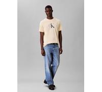 Calvin Klein Camiseta de Manga Corta Hombre Center Monogram Classic de algodón, Amarillo (Sunlight), S