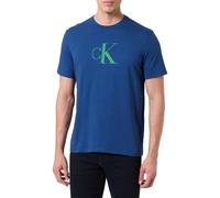 Calvin Klein Camiseta de Manga Corta Hombre Center Monogram Classic de algodón, Azul (Blue Jean), M