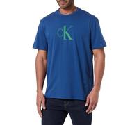 Calvin Klein Camiseta de Manga Corta Hombre Center Monogram Classic de algodón, Azul (Blue Jean), S