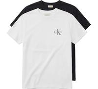 Calvin Klein Camiseta de Manga Corta Hombre Classic Micro Monologo con Cuello Redondo, Multicolor (Bright White/Oatmeal), XS