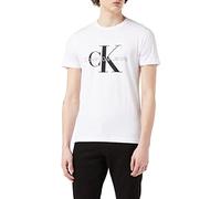 Calvin Klein Camiseta de Manga Corta Hombre Core Monologo Slim Fit, Blanco (Bright White), XS