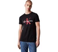 Calvin Klein Camiseta de Manga Corta Hombre Core Monologo Slim Fit, Negro (CK Black/Salsa), L